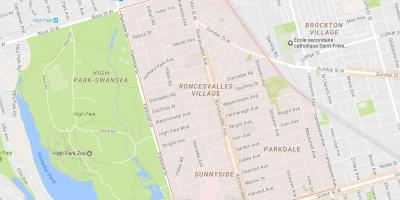 Harta de la Roncesvalles vecinătate Toronto