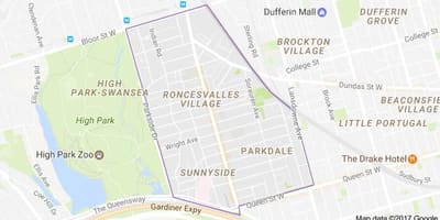 Harta de la Roncesvalles sat Toronto