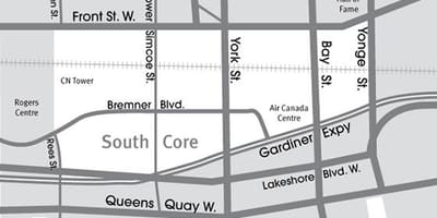 Harta de Sud Core Toronto