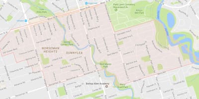 Harta Sunnylea vecinătate vecinătate Toronto