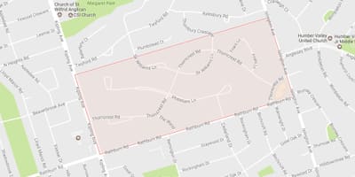 Harta Thorncrest Sat de vecinătate vecinătate Toronto