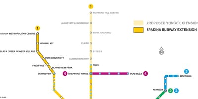 Hartă de metrou Toronto extensie