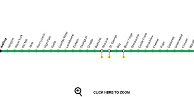 Harta Toronto linia de metrou 2 Bloor-Danforth