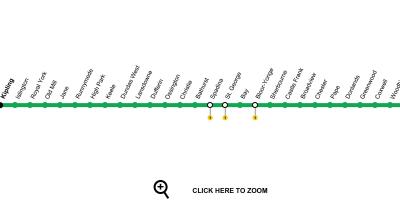 Harta Toronto linia de metrou 2 Bloor-Danforth