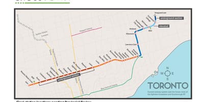 Harta Toronto linia de metrou 5 Eglinton
