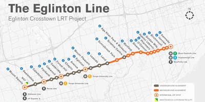 Hartă de metrou Toronto Eglinton linie proiect