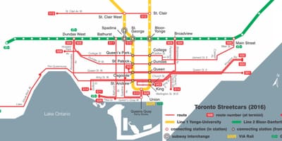 Harta Toronto sistem de tramvaie