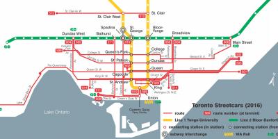 Harta Toronto sistem de tramvaie