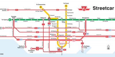 Harta Toronto tramvai