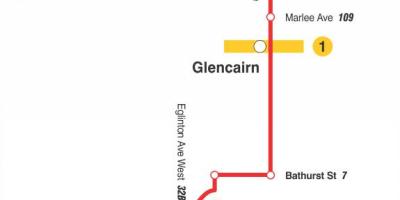 Harta TTC 14 Glencairn autobuz de ruta Toronto