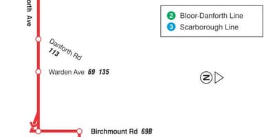Harta TTC 20 Cliffside autobuz de ruta Toronto