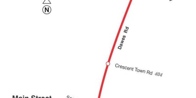 Harta TTC 23 Dawes autobuz de ruta Toronto