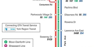 Harta TTC 24 Victoria Park autobuz de ruta Toronto