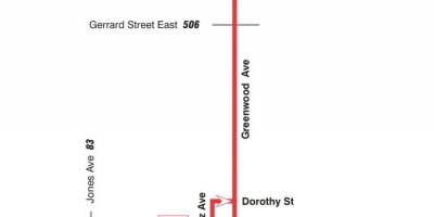 Harta TTC 31 Greenwood autobuz de ruta Toronto