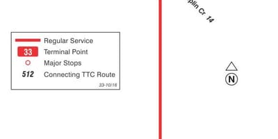 Harta TTC 33 Forest Hill autobuz de ruta Toronto