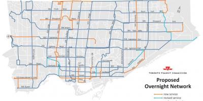 Harta TTC peste noapte rețea Toronto