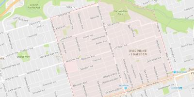 Harta Woodbine Înălțimi de vecinătate Toronto